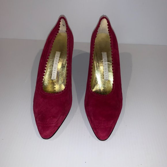 Perry Ellis Red 3 Inch Suede Heels Size 7 - Picture 4 of 5